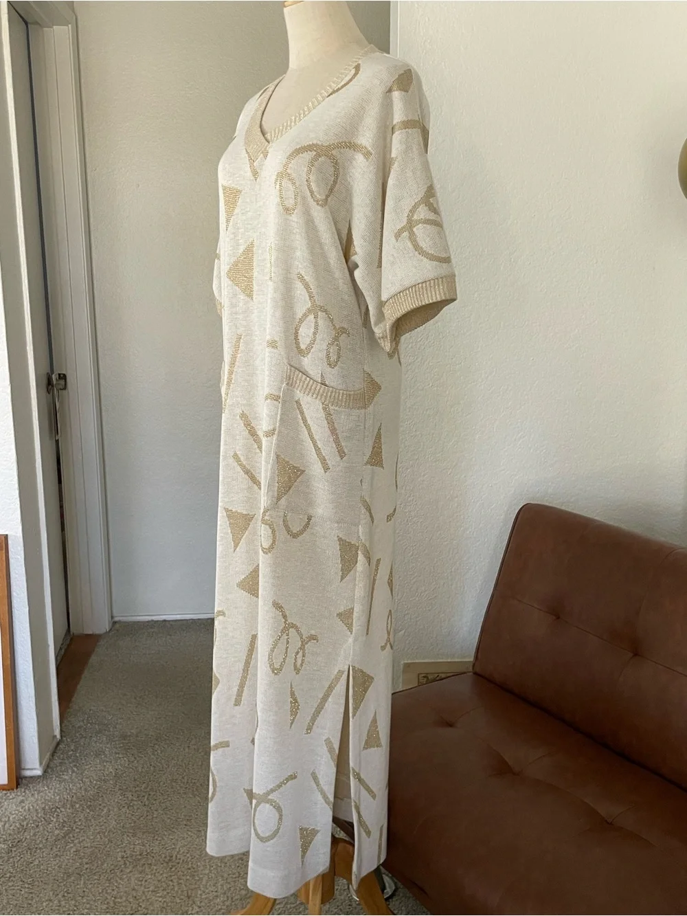 Vintage 1960s Lucie Ann Beverly Hills Metallic Shirt Dress